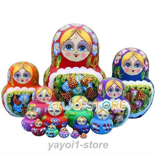 木製マトリョーシカ・ロシア雑貨・手描き・民芸・人形・細密画・民話 マトリョーシカ ロシア 人形 民芸品 土産物 手作り人形 手描き