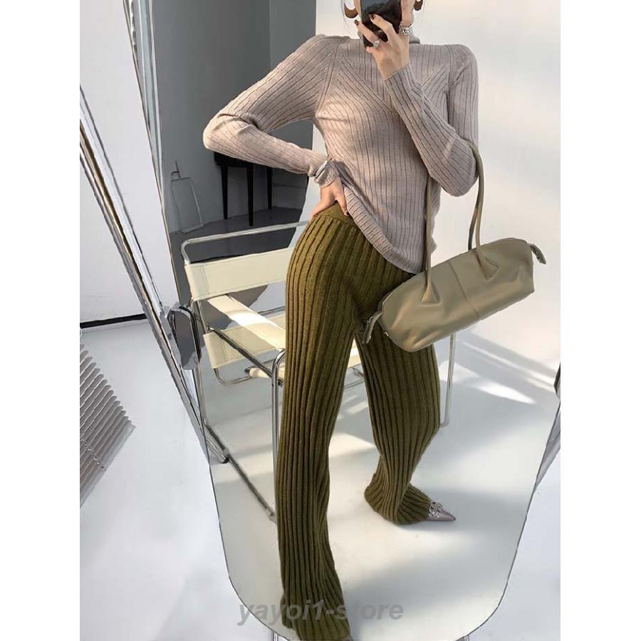 Myysoduk ニットフレアパンツ ニットパンツ フレアパンツ レディース パンツ ボトムス