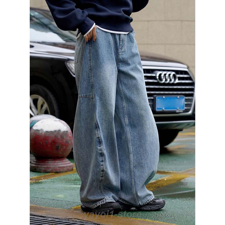 ワイドパンツ デニム レディース 春 秋 サルエルパンツ ロング丈