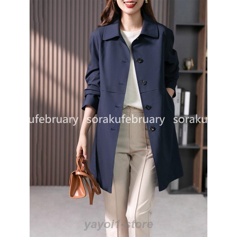 トレンチコート レディース 40代 ミディアム丈ジャケット ステンカラー