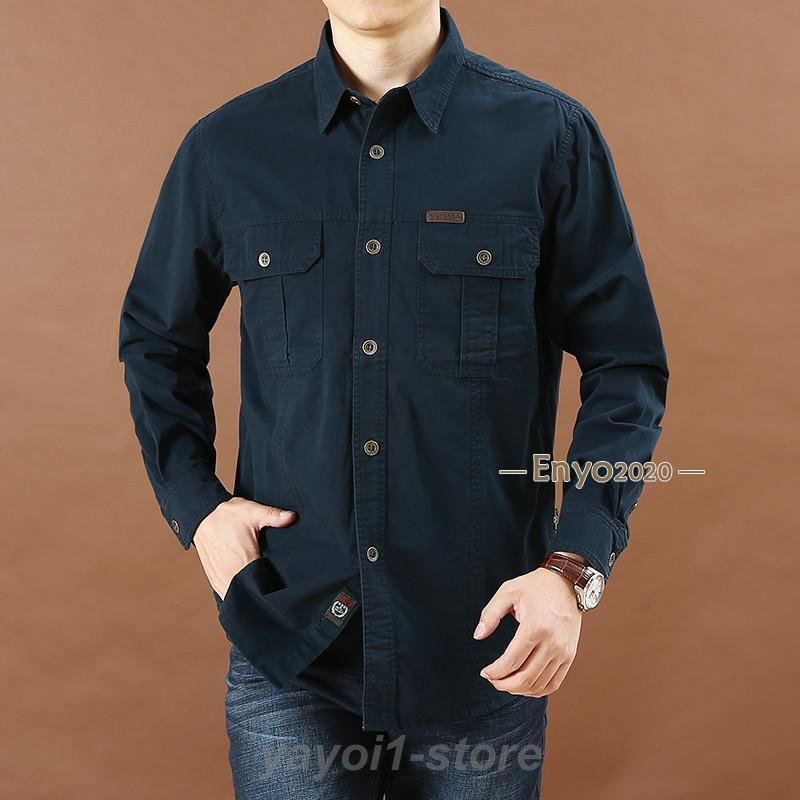 シャツ メンズ 長袖 カジュアルシャツ ブラウス 綿 ボタンダウン