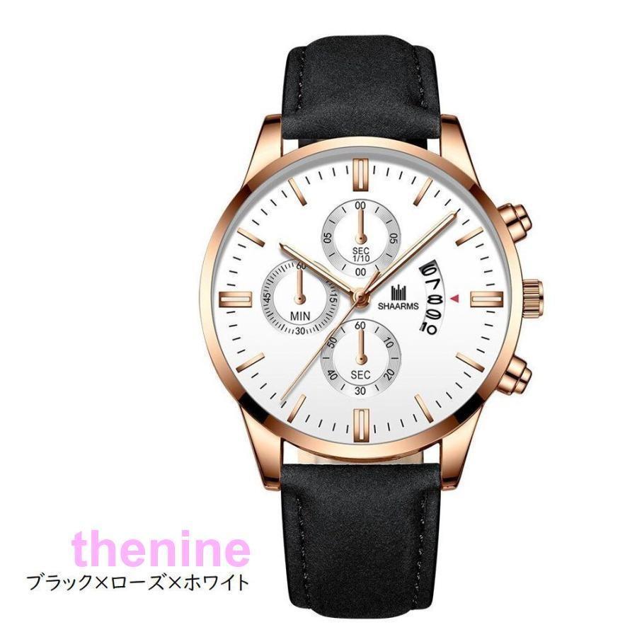 メンズアナログ時計 並行輸入品 腕時計 メンズウォッチ アナログ ラウンドフェイス スリーアイ レザー