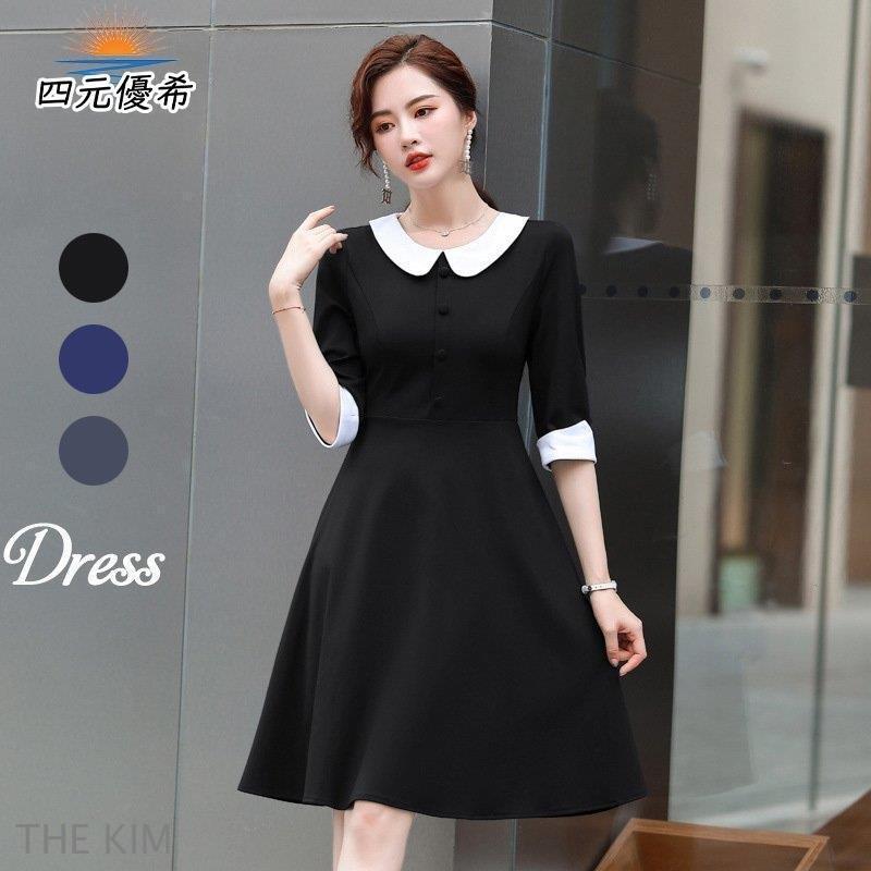 ワンピース レディース フォーマル ドレス 白襟付き おしゃれ 40代 春