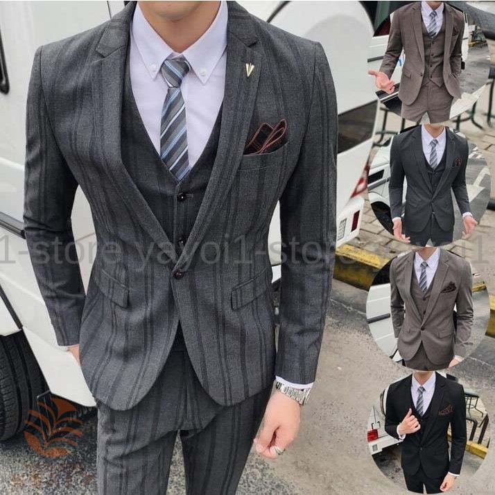 上下セット 結婚式スーツ ビジネススーツ メンズスーツ ストライプ 2点