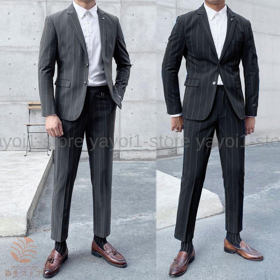 高品質新品 メンズ スーツ おしゃれ 紳士服 ドレス コード ファッション デザイン スリム ニュー ブリティッシュ カジュアル 紺色 Fucoa Cl