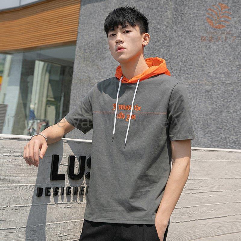 Tシャツ パーカー メンズ トップス フード付き プルオーバー 半袖パーカー 薄手 運動 スポーツ 切り替えカラー 夏 アウトドア ファッション Y0307 Ectx27 弥生ストア 通販 Yahoo ショッピング