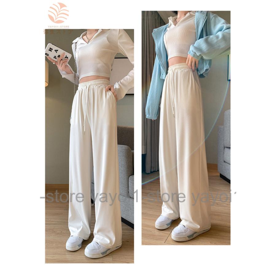 ワイドパンツ レディース ロングパンツ 体型カバー 長ズボン 薄手 サマーパンツ ゆったり 白 カジュアルパンツ 黒 レトロ 着痩せ 夏ボトムス Y0414 Lfx34 弥生ストア 通販 Yahoo ショッピング