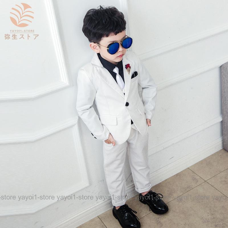 【90-140cm】子供スーツ 男の子 ピアノ発表会 結婚式 入学式 入園式 キッズ ジュニア ジャケット＆ベスト＆ズボン 上下セット 三点セットの画像