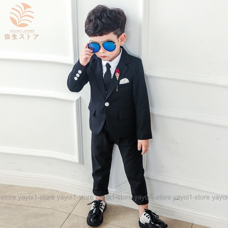 【90-140cm】子供スーツ 男の子 ピアノ発表会 結婚式 入学式 入園式 キッズ ジュニア ジャケット＆ベスト＆ズボン 上下セット 三点セットの画像