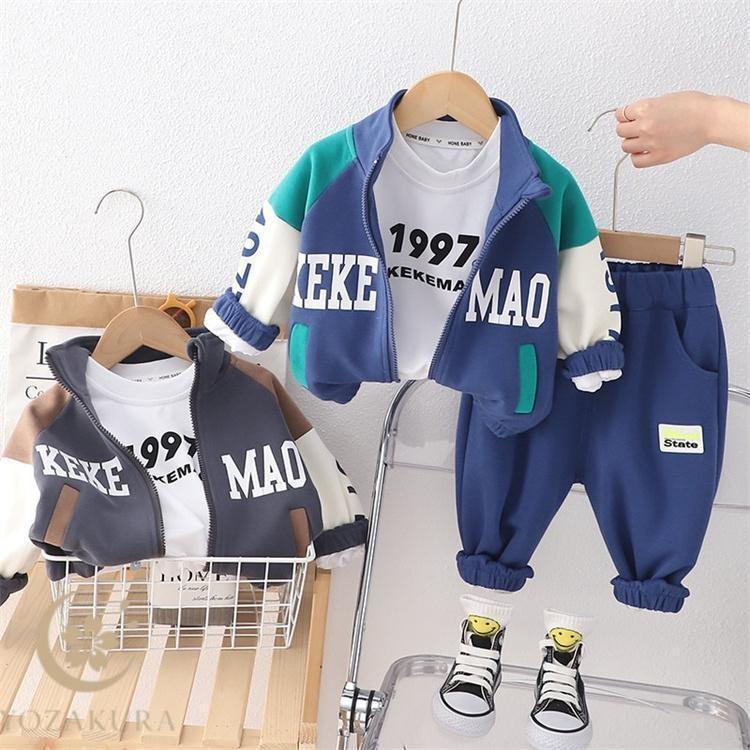 春の子供服男の子女の子 スポーツスーツ 上着下着ズボン3点セット スーツ キッズ フォーマル セットアップ ベビー タキシード 初節句 出産祝い 七五三 | ブランド登録なし
