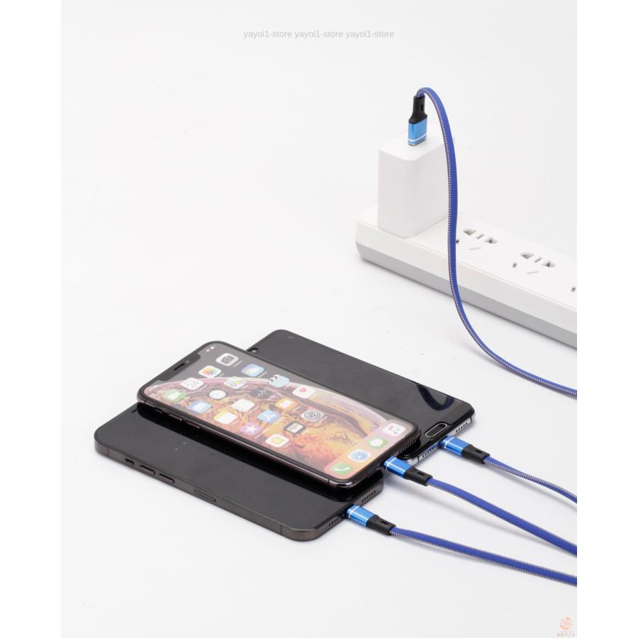 3in1 充電ケーブル ケーブル usbケーブル 充電コード iPhone ライトニングケーブル アップル  Android microusbケーブル type-cケーブル USB 急速充電 断線防止｜yayoi1-store｜16
