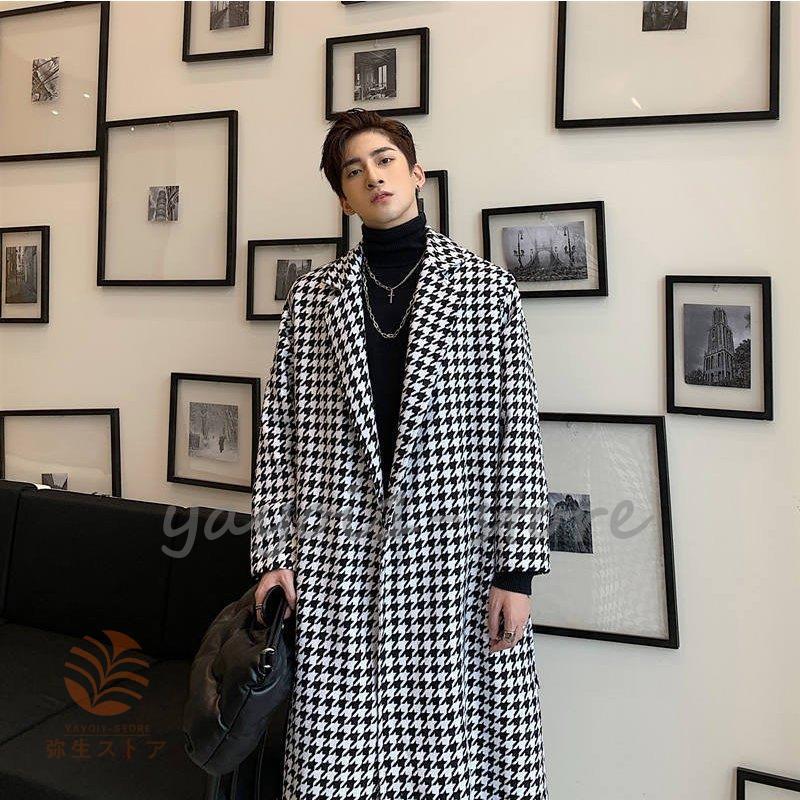 コート メンズ チェスターコート 千鳥柄 男性用 チェクコート ロング コート メンズ チェスターコート 千鳥柄 男性用 チェクコート ロング