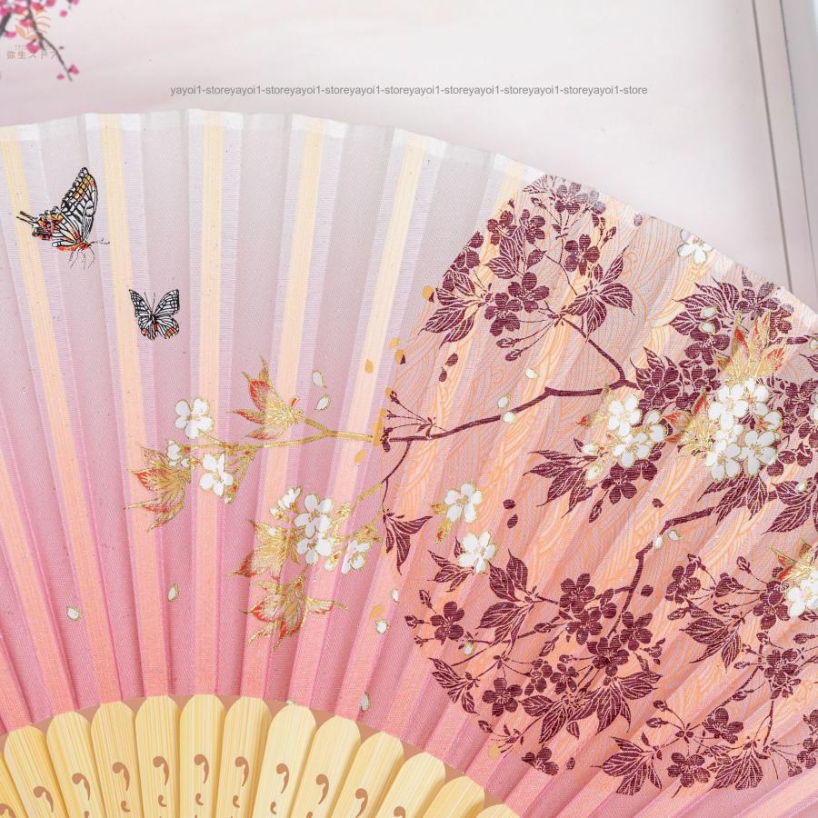 扇子 レディース ギフト シルク 花柄 竹製 折りたたみ 中華風