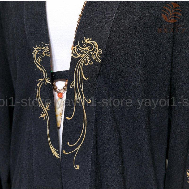 羽織 着物カーディガン メンズ アウター ドラゴン 刺繍 龍柄 和風 