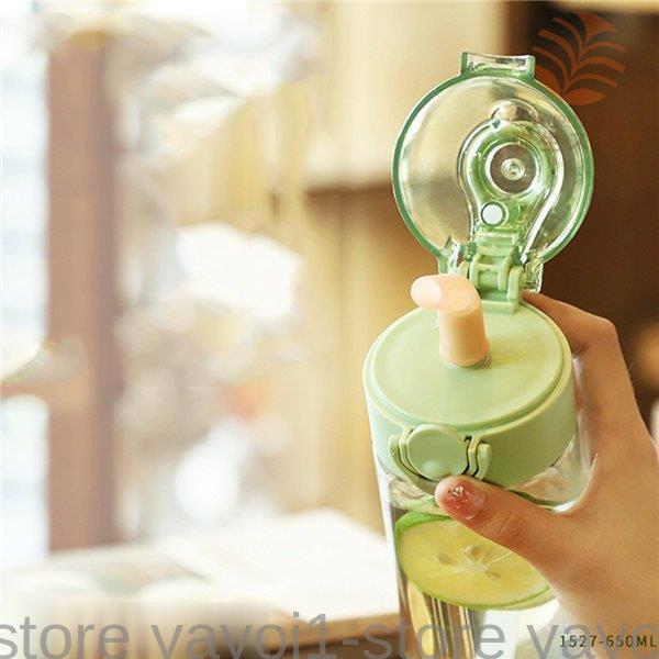 ウォーターボトル 650ml ストロー 水筒 クリアボトル ワンタッチ