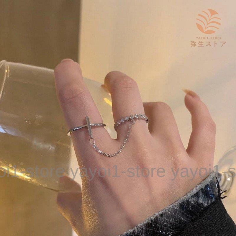 指輪 ダブルチェーンリング レディース 女性用 オープンリング ライン