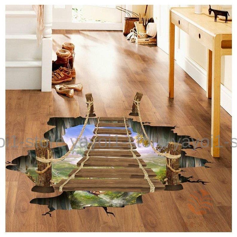 ウォールステッカー 壁紙シール 3d 立体的 飛び出す トリックアート だまし絵 橋 吊り橋 つり橋 落とし穴 床 フロアー ルームデコレーション ウ Yfg Mizk1 弥生ストア 通販 Yahoo ショッピング