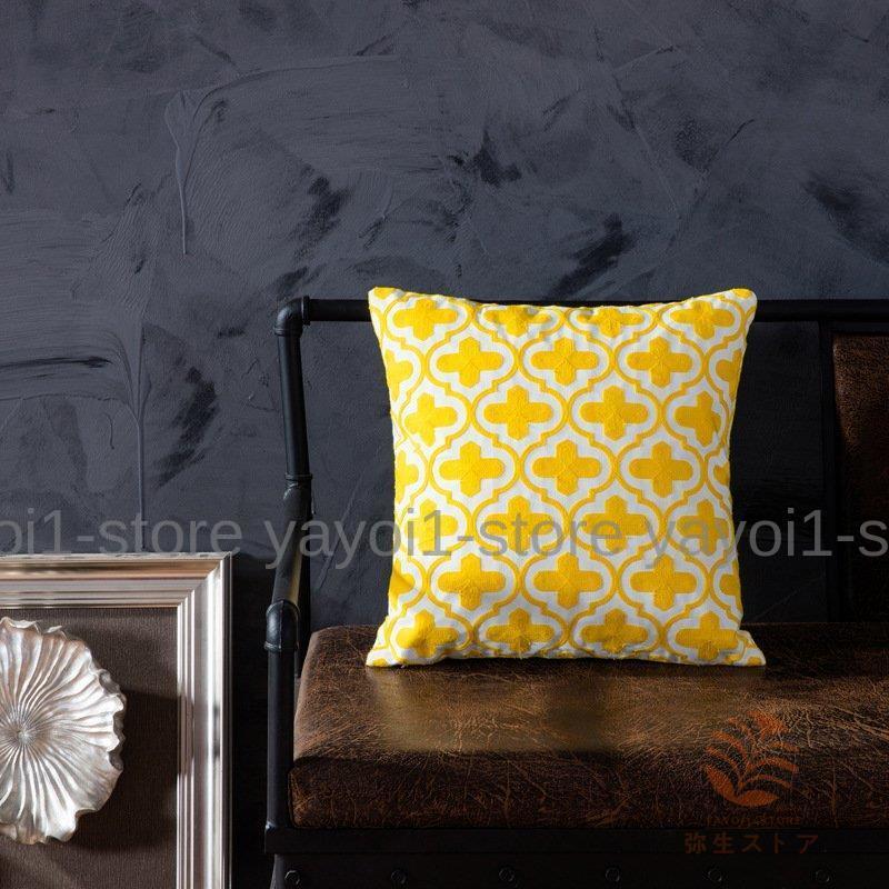 クッションカバー クッション用カバー 45cm 正方形 刺繍 北欧風 幾何学