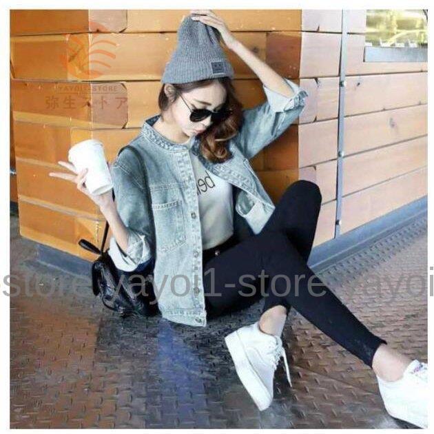 デニムジャケット レディース ノーカラー アウター 長袖 ノーカラー