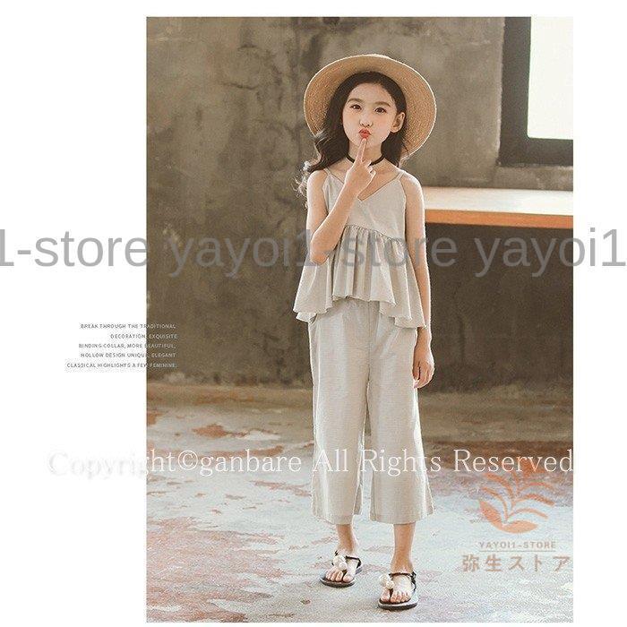 ペアルック ガウチョパンツ 子供 セットアップ ワイドパンツ 親子服 キッズ キャミソール 親子お揃い トップス レディース 上下セットお出かけ ゆったりの画像