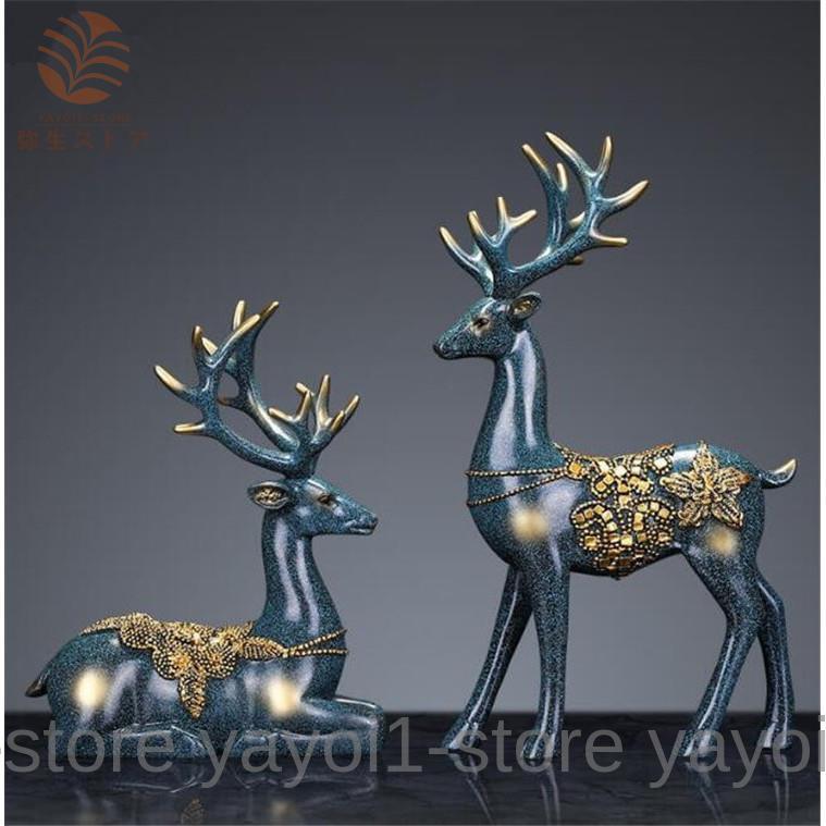 新品未使用 樹脂工芸品 鹿造形 置物縁起物 玄関飾り インテリア 北欧風