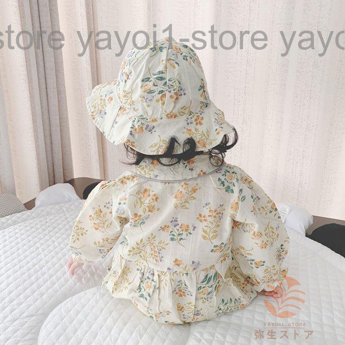ベビー服 赤ちゃん服 カバーオール ロンパース＋帽子 66 73 80 90 100お出かけ 小花柄 春秋 子供服 女の子 女児 出産お祝い ギフト プレゼント お祝い長袖外出着の画像