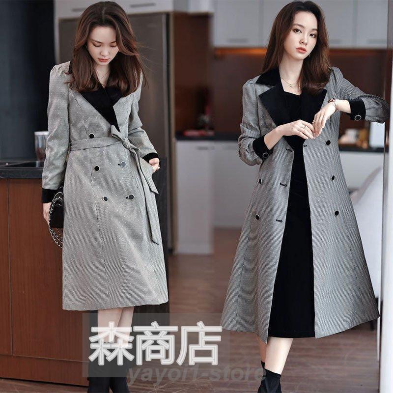 卒業式 母 服 トレンチコート ブレザー 冬服 レディース ロング 千鳥柄