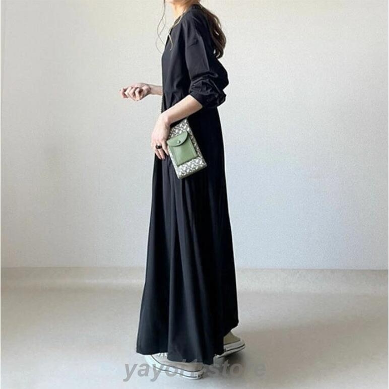 ワンピース マキシワンピース レディース 長袖 春 秋 シャツ