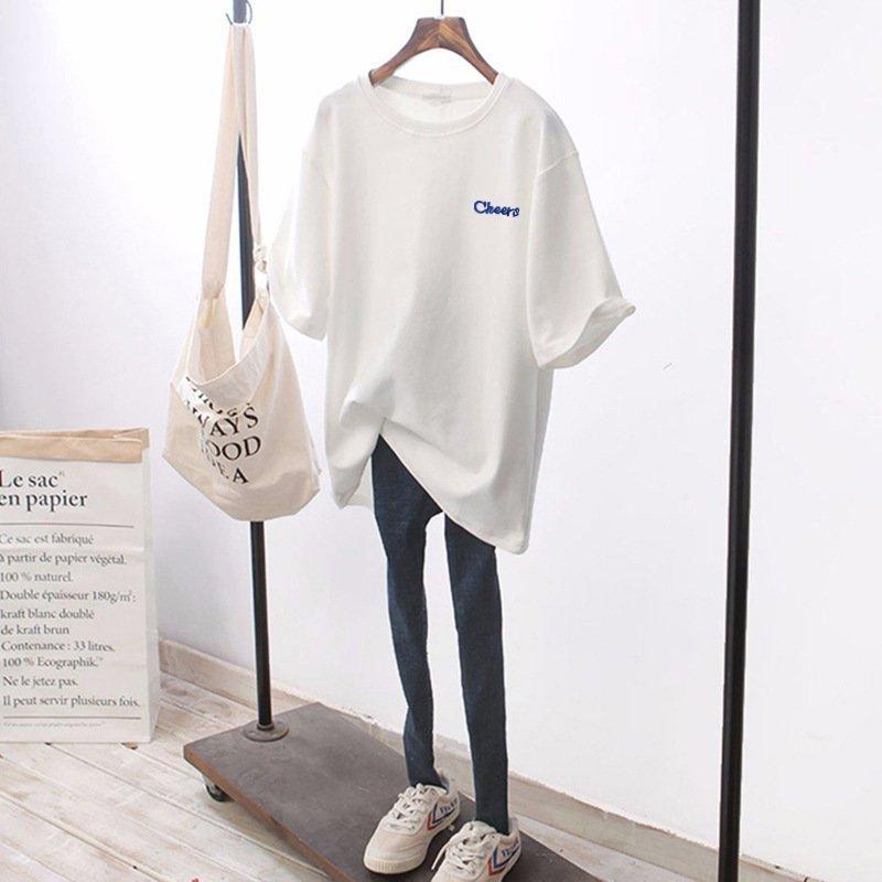 チュニック tシャツ レディース トップス 半袖 夏 シンプル カットソー ロングTシャツ ルームウェア ティーシャツ ゆったり ゆるシルエット｜yayoian｜15