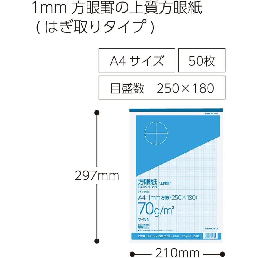 コクヨ 方眼紙 1mm目 A4 50枚 ホ-19N ブルー刷｜yayoigen｜02