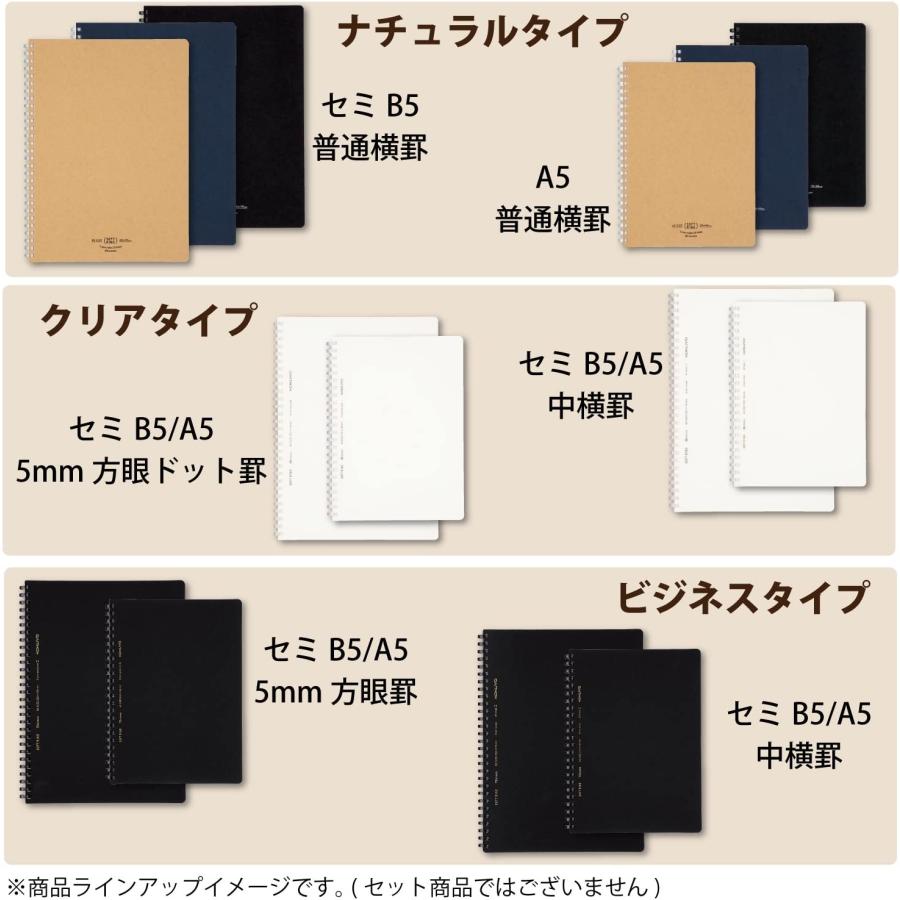 コクヨ ノート ソフトリングノート ナチュラル 80枚 A5 A罫 黒 ス-SV638A-D ブラック｜yayoigen｜08