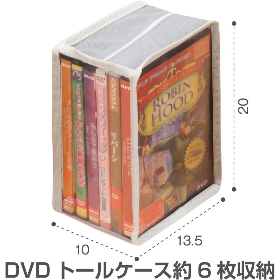アストロ DVD収納ケース ライトグレー 3個組 DVDトールケース用 不織布 まとめて収納 中身が見える 透明窓付き 167-15｜yayoigen｜02