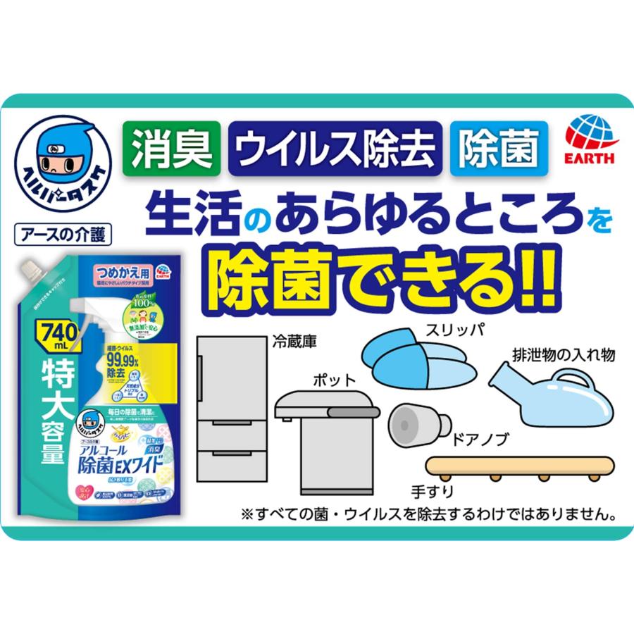 アース製薬 ヘルパータスケ らくハピ アルコール除菌EXワイド つめかえ 740ml 1｜yayoigen｜05