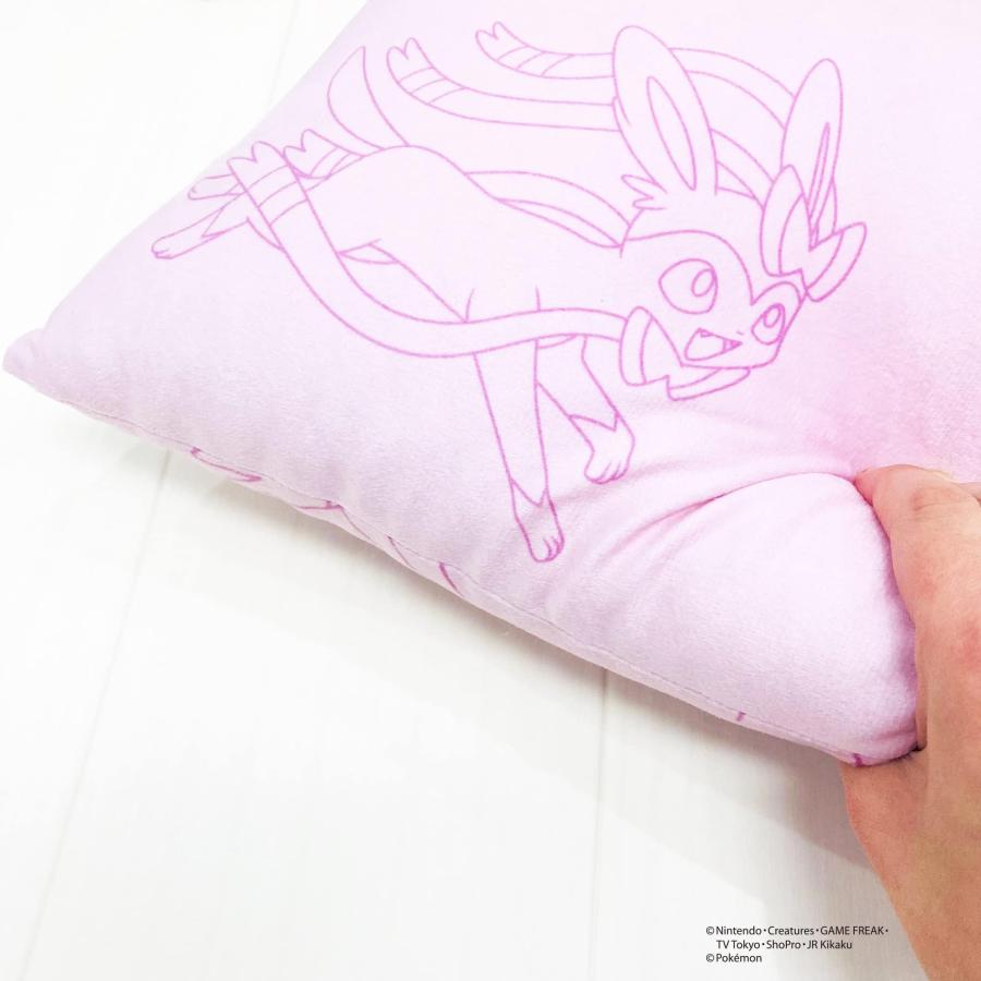 モリピロ ポケモン マスコット付きまくら 枕 ニンフィア ピンク 約 40cm x 30cm ポケットモンスター 公式 キャラクター グッズ 取っ手付き 携帯｜yayoigen｜04