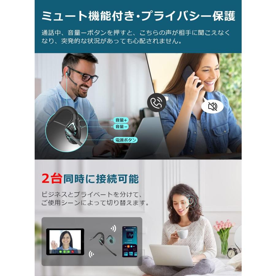 Earaku Bluetooth ヘッドセット 日本語音声ガイド iitrust 5.2 通話専用 マイク付き 耳を塞がない ワイヤレス ブルートゥース ENCノイズキャンセリング｜yayoigen｜06