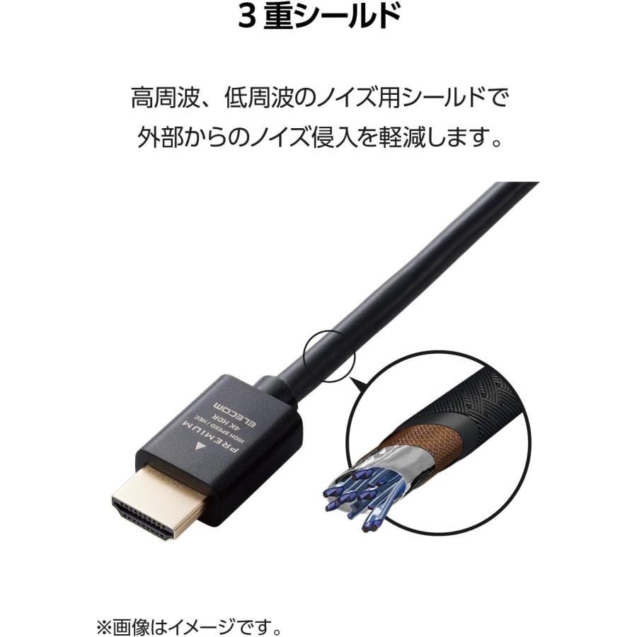 エレコム HDMI ケーブル 3m [Ver2.0] プレミアム 4K2K(60Hz) 【Premium HDMI(R) Cable規格認証済み】 18Gbps テレビ・パソコン・ゲーム機などに eARC 黒｜yayoigen｜05