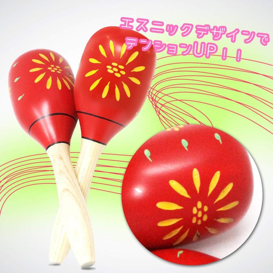 GONKISS 赤いマラカス マラカス Maracas 木製 楽器 2本組｜yayoigen｜07