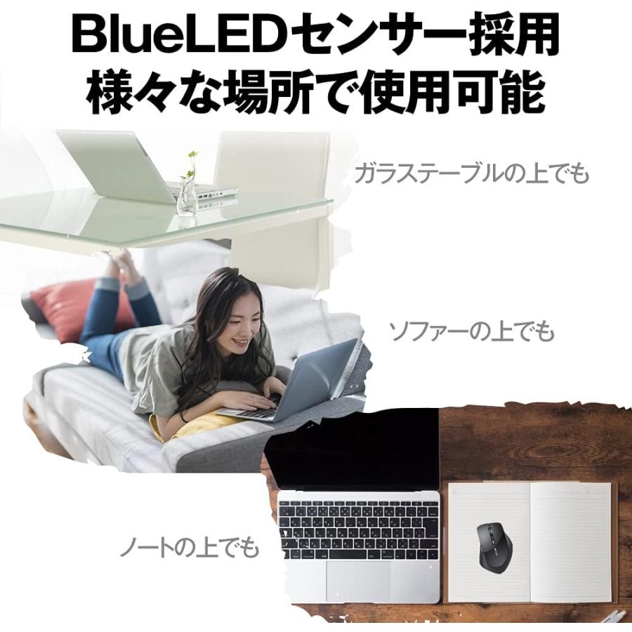 バッファロー マウス 無線 ワイヤレス 静音 5ボタン 【戻る/進むボタン搭載】dpi切替 BlueLED シャンパンゴールド BSMBW325SG 単品｜yayoigen｜05