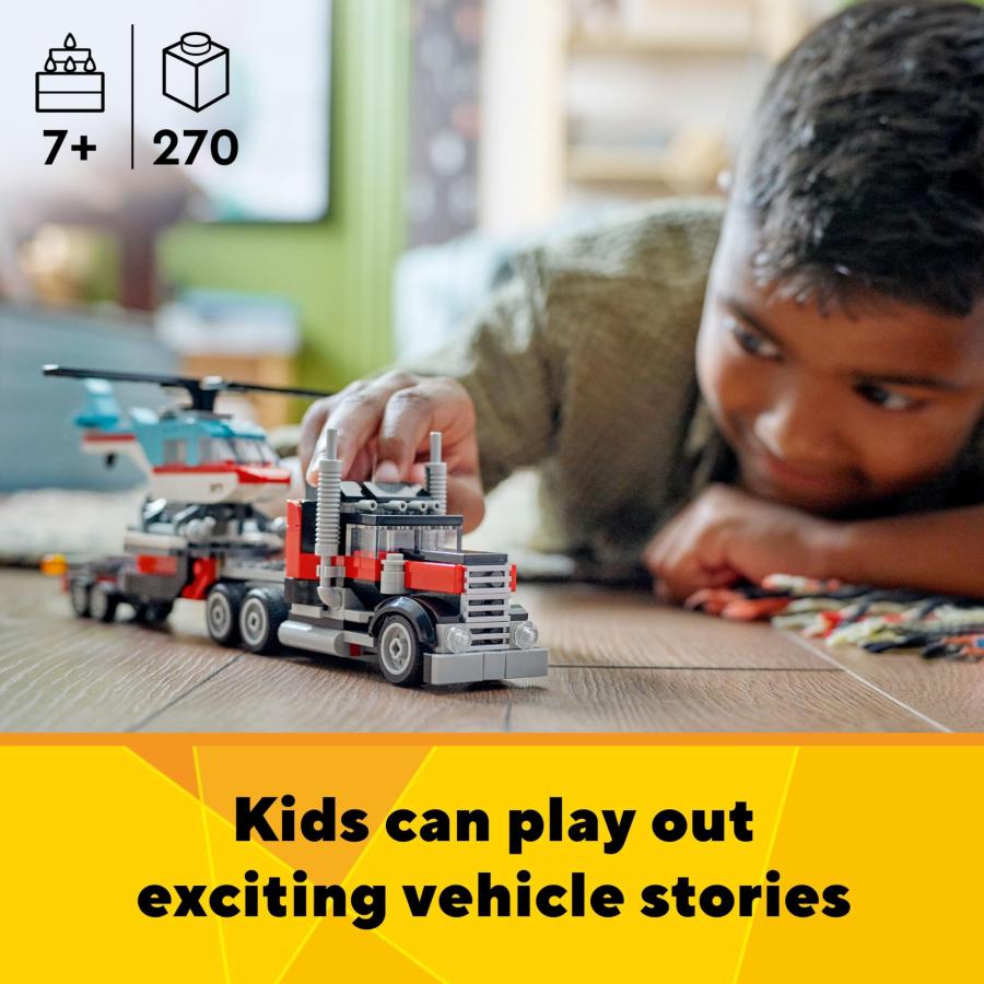 レゴ(LEGO) クリエイター ヘリコプターをのせたトラック おもちゃ 玩具 プレゼント ブロック 男の子 女の子 子供 6歳 7歳 8歳 9歳 小学生 乗り物 のりもの｜yayoigen｜04