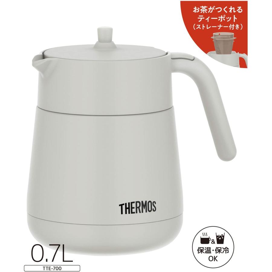 サーモス 真空断熱ティーポット ストレーナー付き 700ml ライトグレー TTE-700 LGY｜yayoigen｜03