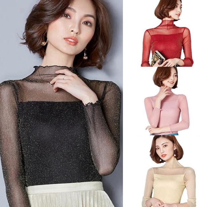 長袖tシャツ シースルーtシャツ インナーブラウス レディース インナー キレイめ 透け感 2周年記念イベントが フォーマル 女子会 発表会 春夏 秋冬 演奏会