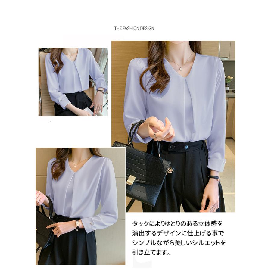 シャツ レディース ブラウス 長袖シャツ 半袖 2TYPE トップス オフィス