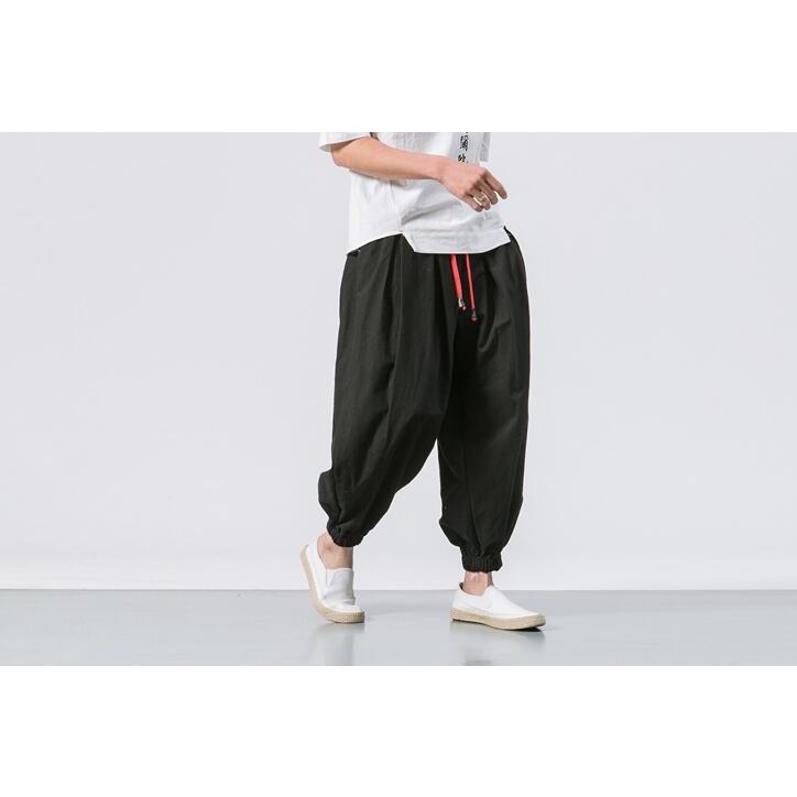 阿波しじら織　サルエルパンツとトップス　スカーフ付き　吸湿性　速乾性　適暑素材 綿麻セットアップ メンズ 半袖 リネン 和風 和柄 スウェット 七