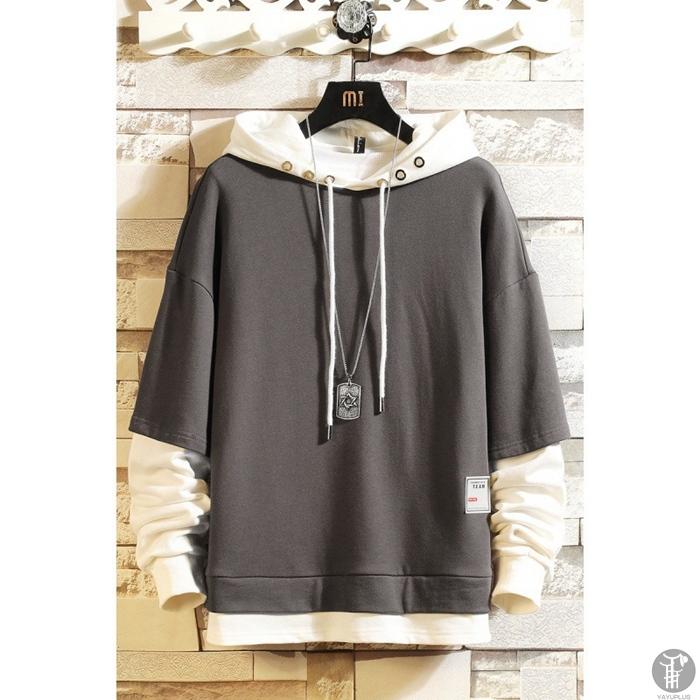 パーカー メンズ 長袖 プルオーバーパーカー 重ね着風 フード付き メンズパーカー 秋服 お兄系 おしゃれ カジュアル Nuolx02 八癒ショップ 通販 Yahoo ショッピング