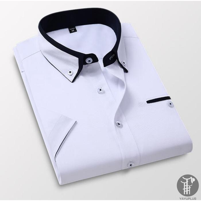 ビジネスシャツ メンズ メンズシャツ 半袖 半袖シャツ ボタンダウン トップス メンズファッション 男性用 通学 通勤 夏服 夏物 お洒落 人気 結婚式 代引不可 Tcznz43 八癒ショップ 通販 Yahoo ショッピング