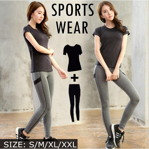 ランニングウェア トレーニングウエア スポーツウェア 上下 ヨガウェア レディース 2点セット 半袖tシャツ パンツ 上下 吸汗 速乾 大きいサイズ Xdyoga9 八癒ショップ 通販 Yahoo ショッピング