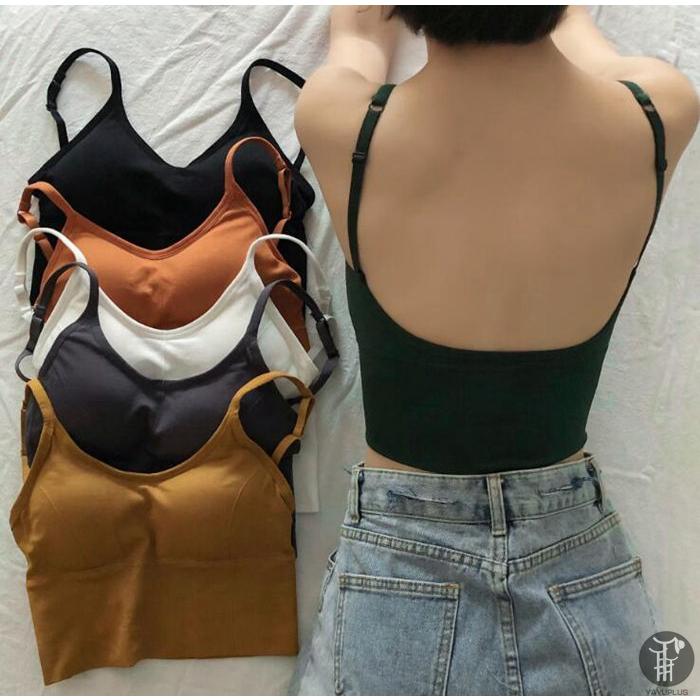 ブラジャー 即納 バックオープンブラトップ キャミソール カップ付き