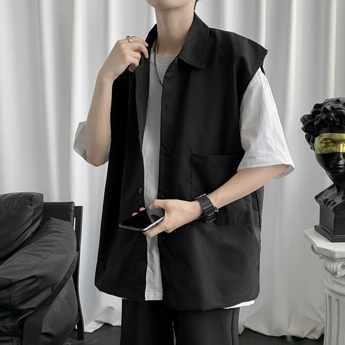 ベスト シャツ 袖無し メンズ 無地 カジュアル トップス ノースリーブ おしゃれ 通学 春 夏 秋 薄手 通学 格好いい Yemi456 八癒ショップ 通販 Yahoo ショッピング