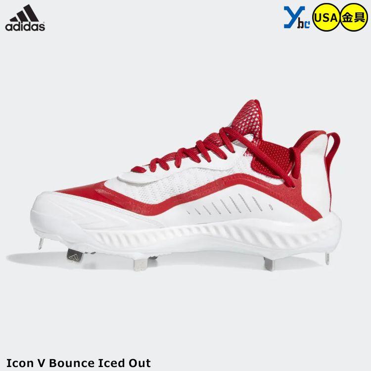 アディダス adidas 野球 スパイク 金具スパイク レッド 大人用 カラースパイク アメリカ直輸入 Icon V Bounce Iced