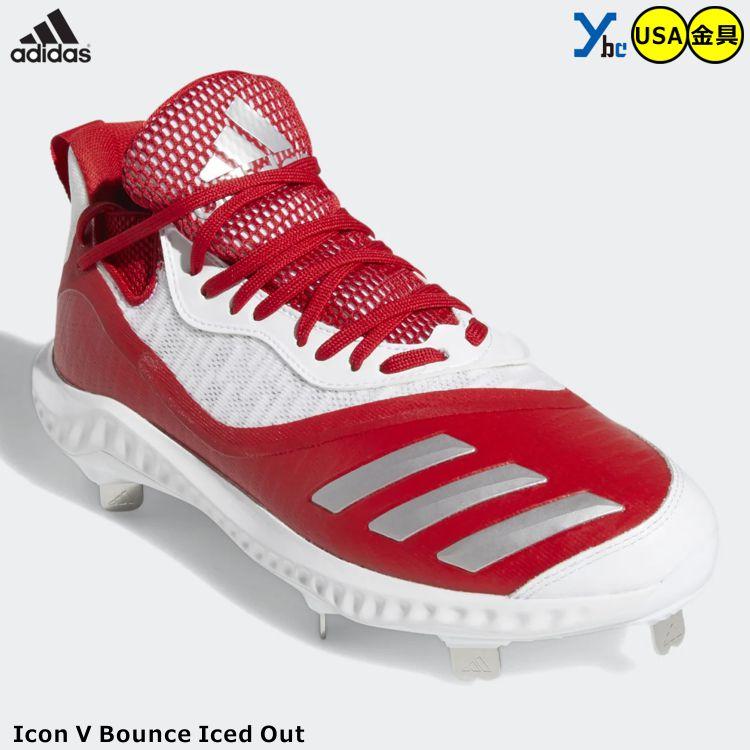 アディダス adidas 野球 スパイク 金具スパイク レッド 大人用 カラースパイク アメリカ直輸入 Icon V Bounce Iced